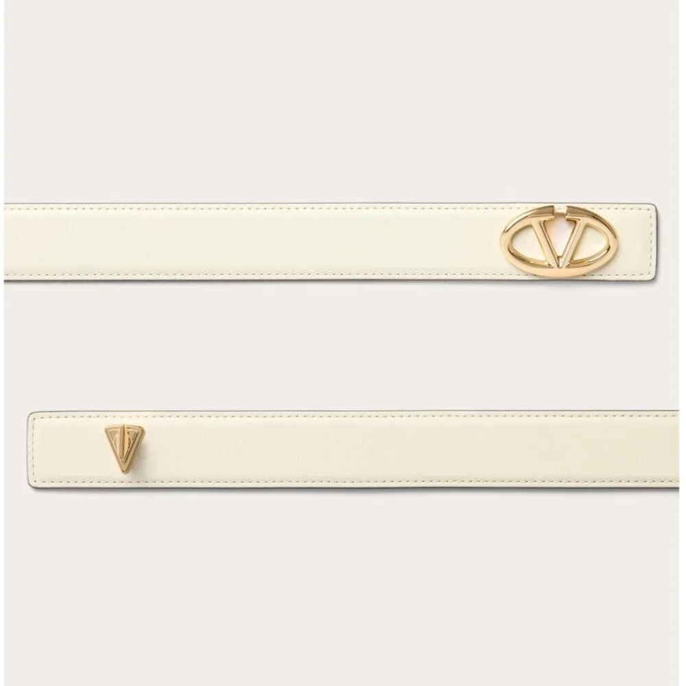Valentino Garavani Belt VLOGO Locker Buckle Leather Ivory 90/36